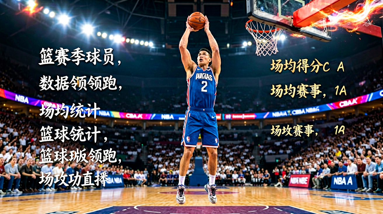 篮球运动员在比赛中起跳投篮的精彩瞬间，背景为球场灯光